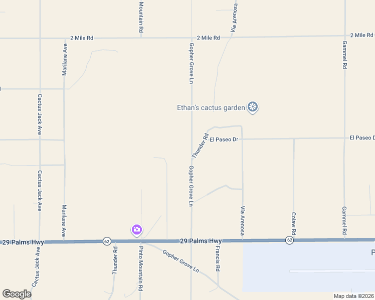 map of restaurants, bars, coffee shops, grocery stores, and more near 6114 Gopher Grove Lane in Twentynine Palms