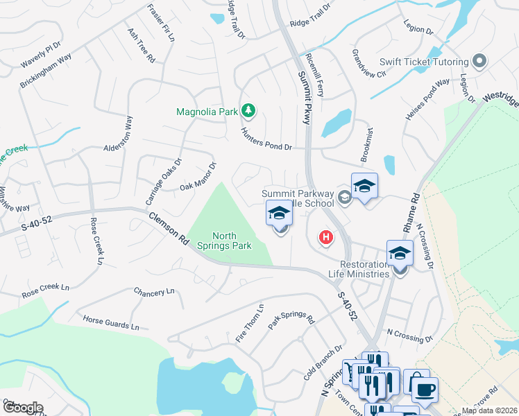 map of restaurants, bars, coffee shops, grocery stores, and more near 547 Summit Court in Columbia