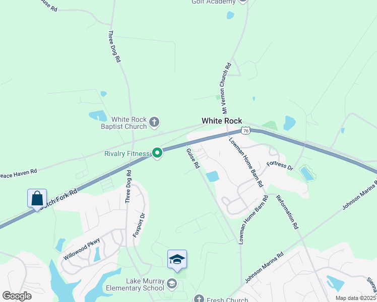 map of restaurants, bars, coffee shops, grocery stores, and more near 1006 Guise Road in Chapin