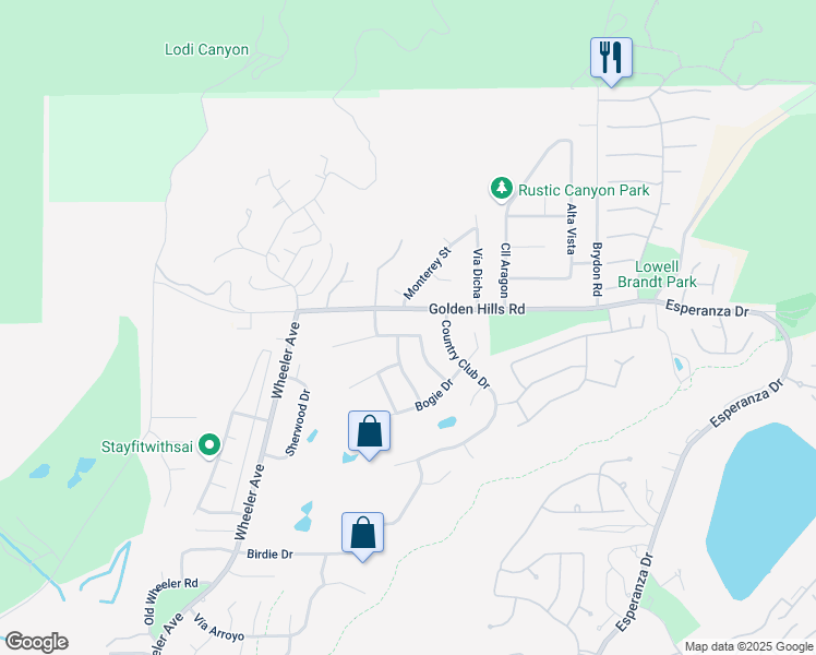 map of restaurants, bars, coffee shops, grocery stores, and more near 2041 Clear Falls Avenue in La Verne