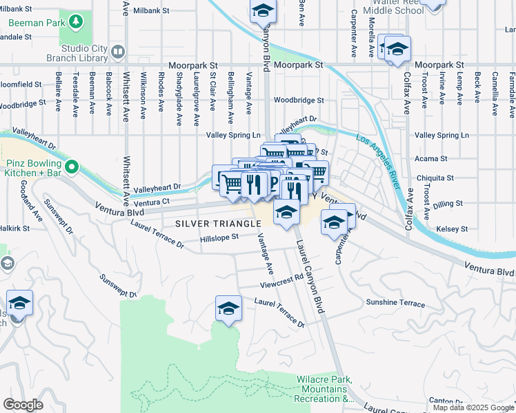 map of restaurants, bars, coffee shops, grocery stores, and more near in Los Angeles