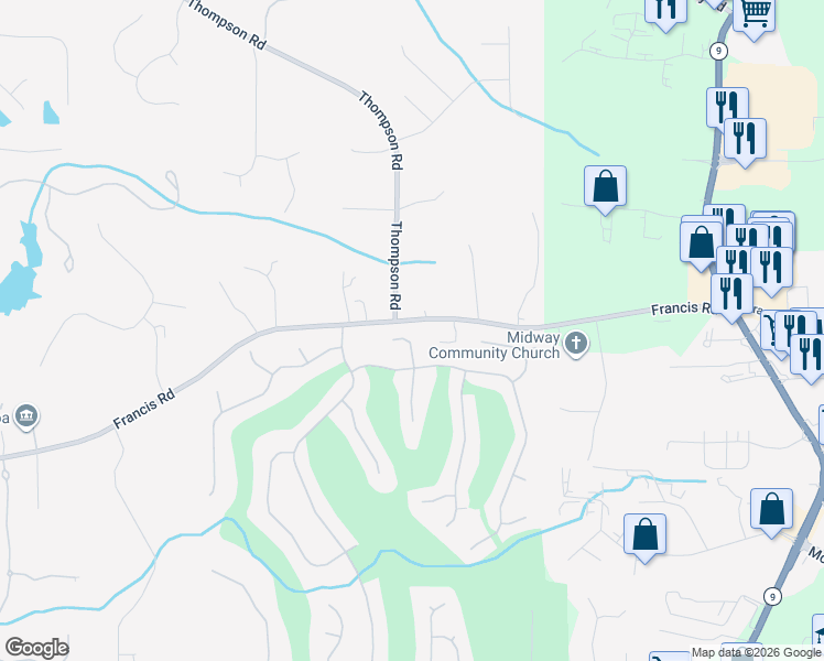 map of restaurants, bars, coffee shops, grocery stores, and more near 545 Heron Run Court in Alpharetta
