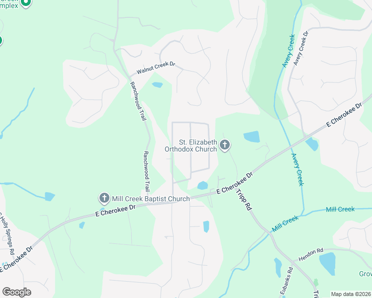 map of restaurants, bars, coffee shops, grocery stores, and more near 219 Little Brook Lane in Woodstock