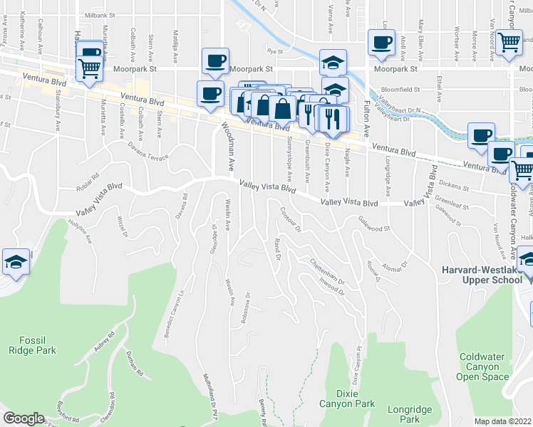 map of restaurants, bars, coffee shops, grocery stores, and more near 4029 Rand Court in Los Angeles