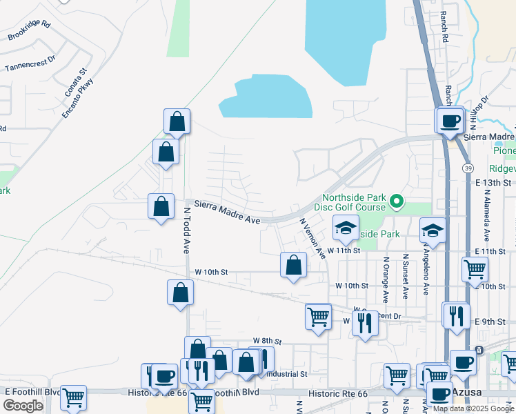 map of restaurants, bars, coffee shops, grocery stores, and more near 978 West Calle Del Sol in Azusa