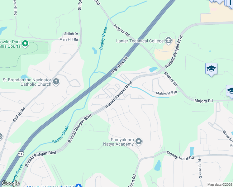map of restaurants, bars, coffee shops, grocery stores, and more near 4307 Ivy Summit Court in Cumming