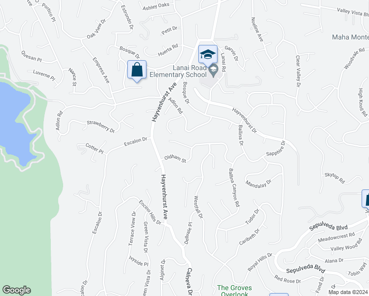 map of restaurants, bars, coffee shops, grocery stores, and more near 16612 Oldham Place in Los Angeles