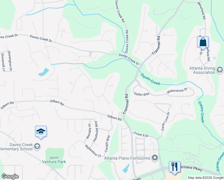 map of restaurants, bars, coffee shops, grocery stores, and more near 8910 Alysbury Way in Cumming