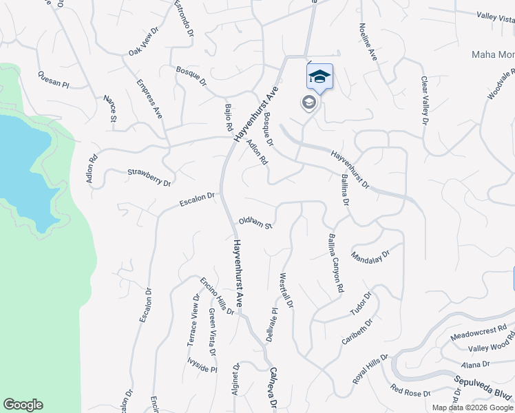 map of restaurants, bars, coffee shops, grocery stores, and more near 16612 Oldham Place in Los Angeles