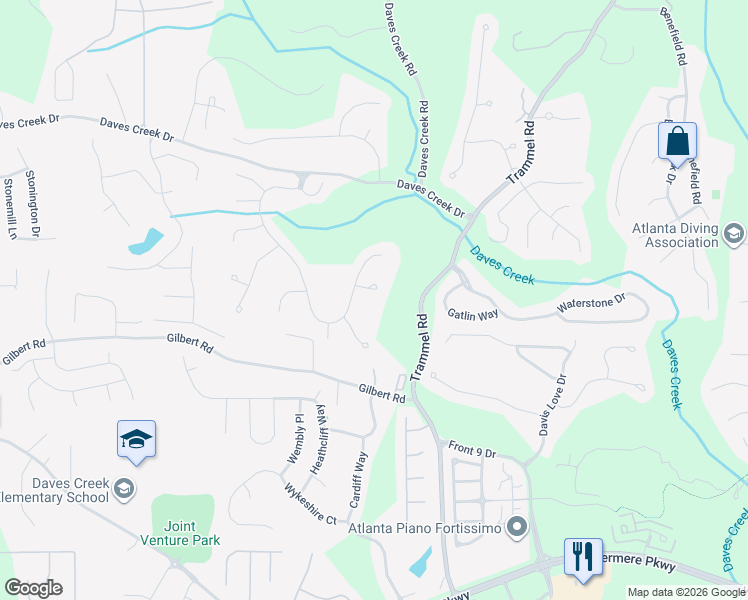 map of restaurants, bars, coffee shops, grocery stores, and more near 8910 Alysbury Way in Cumming