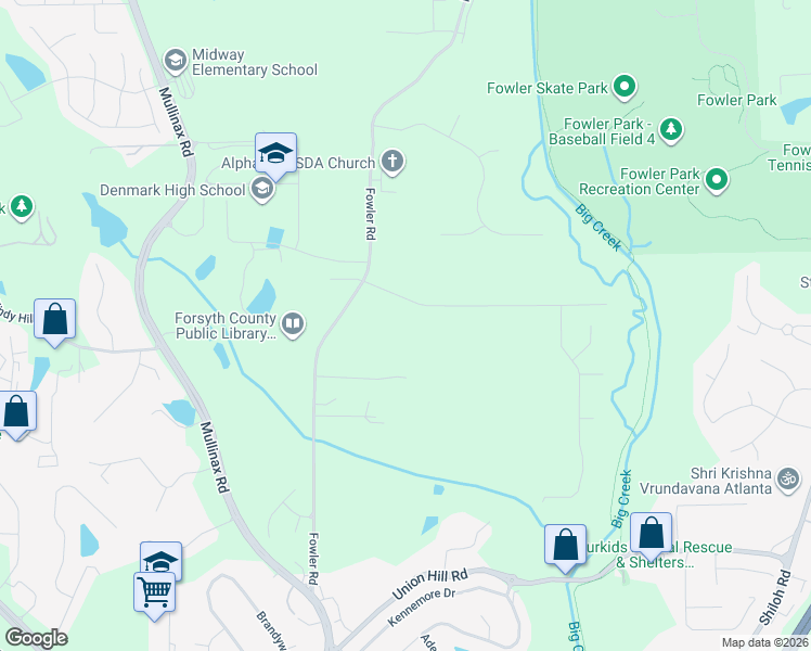 map of restaurants, bars, coffee shops, grocery stores, and more near 130 Fowler Hill Road in Alpharetta