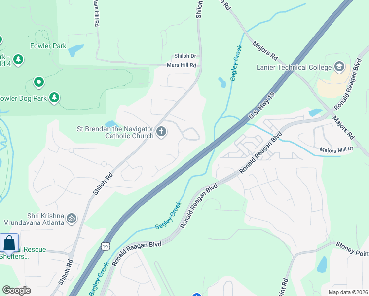 map of restaurants, bars, coffee shops, grocery stores, and more near 4815 Shiloh Creek Court in Cumming