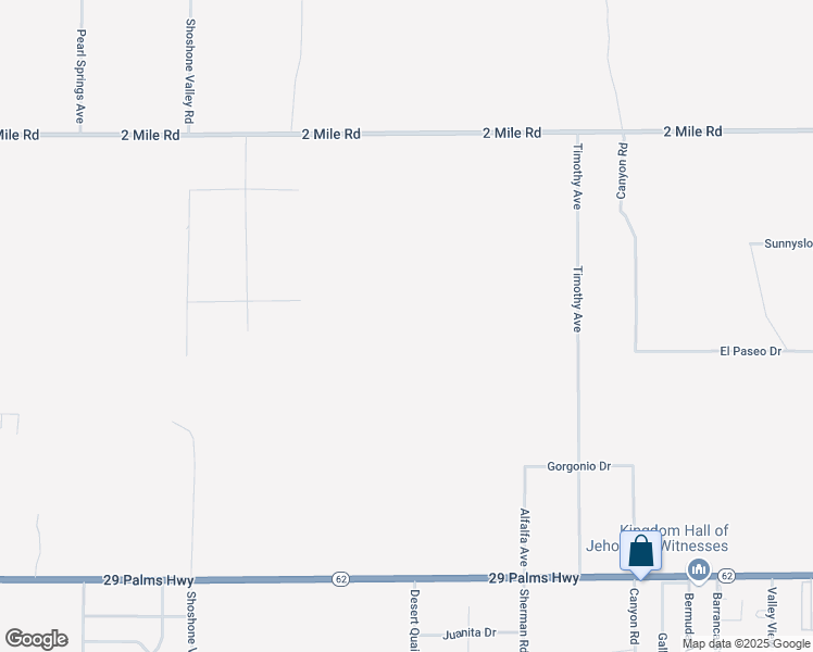 map of restaurants, bars, coffee shops, grocery stores, and more near Timothy Avenue in Twentynine Palms