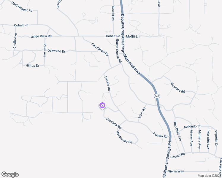 map of restaurants, bars, coffee shops, grocery stores, and more near Farrelo Road in Yucca Valley