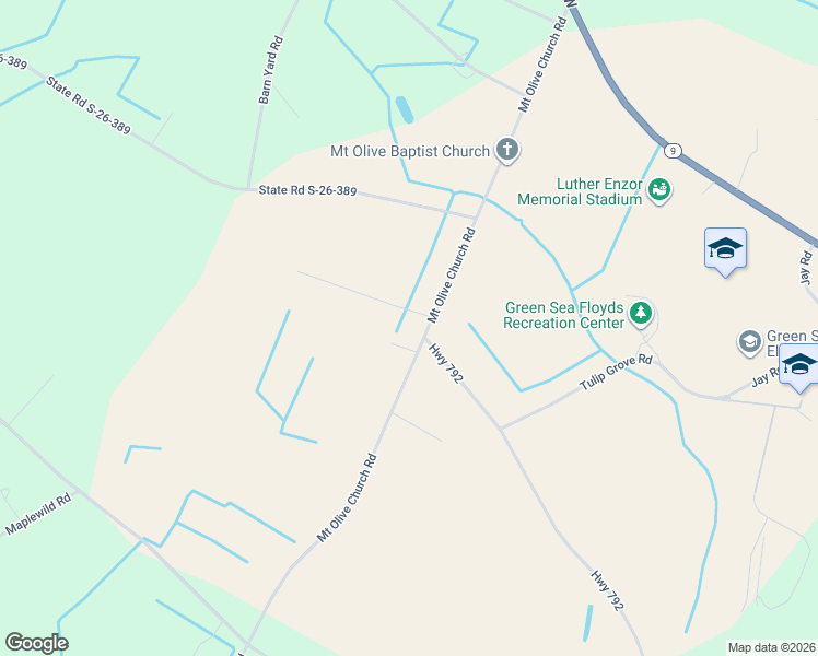 map of restaurants, bars, coffee shops, grocery stores, and more near 1241 Mount Olive Church Road in Nichols