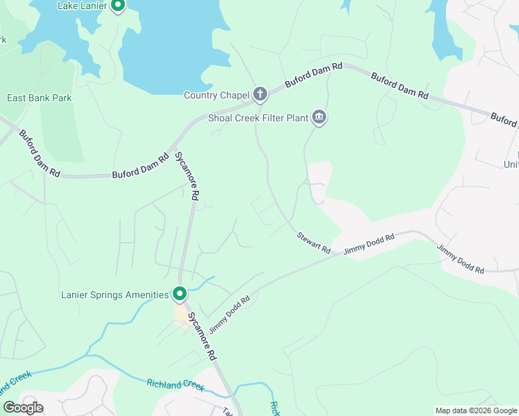 map of restaurants, bars, coffee shops, grocery stores, and more near 1520 Stewart Ridge Drive in Buford