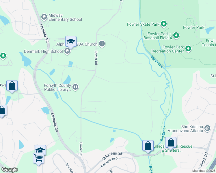 map of restaurants, bars, coffee shops, grocery stores, and more near 130 Fowler Hill Road in Alpharetta