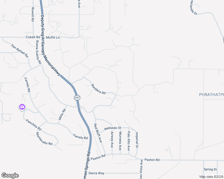map of restaurants, bars, coffee shops, grocery stores, and more near 57494 Bandera Road in Yucca Valley