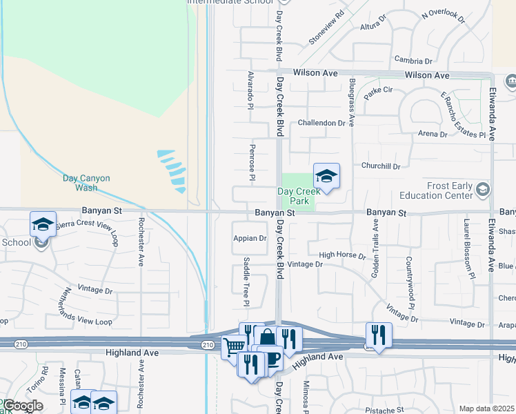 map of restaurants, bars, coffee shops, grocery stores, and more near 12237 Iron Stone Drive in Rancho Cucamonga