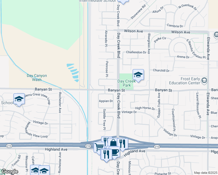 map of restaurants, bars, coffee shops, grocery stores, and more near 12237 Iron Stone Drive in Rancho Cucamonga