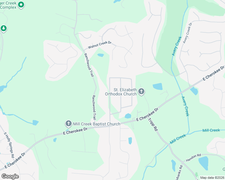 map of restaurants, bars, coffee shops, grocery stores, and more near 219 Little Brook Lane in Woodstock