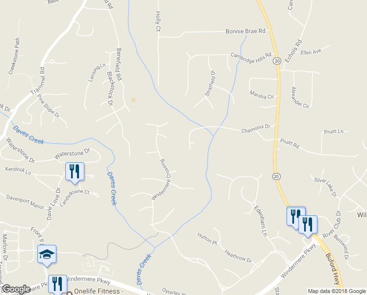 map of restaurants, bars, coffee shops, grocery stores, and more near 3100 Chamonix Drive in Cumming