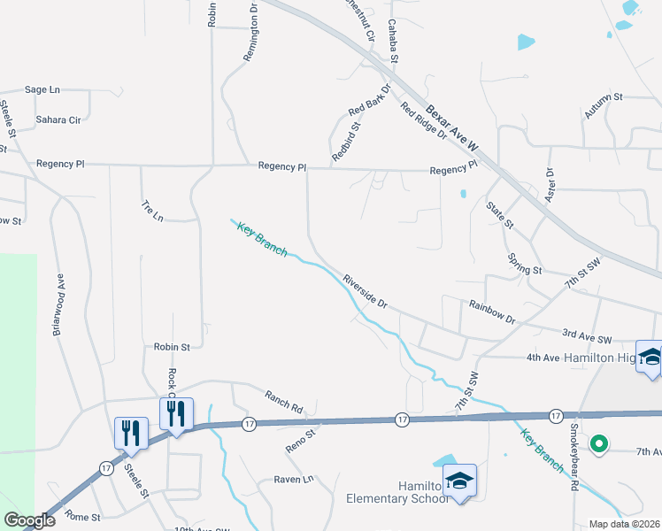 map of restaurants, bars, coffee shops, grocery stores, and more near 556 Riverside Drive in Hamilton
