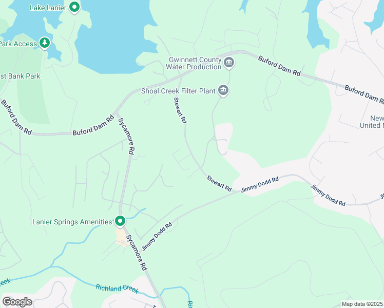 map of restaurants, bars, coffee shops, grocery stores, and more near 6237 Stewart Road in Buford