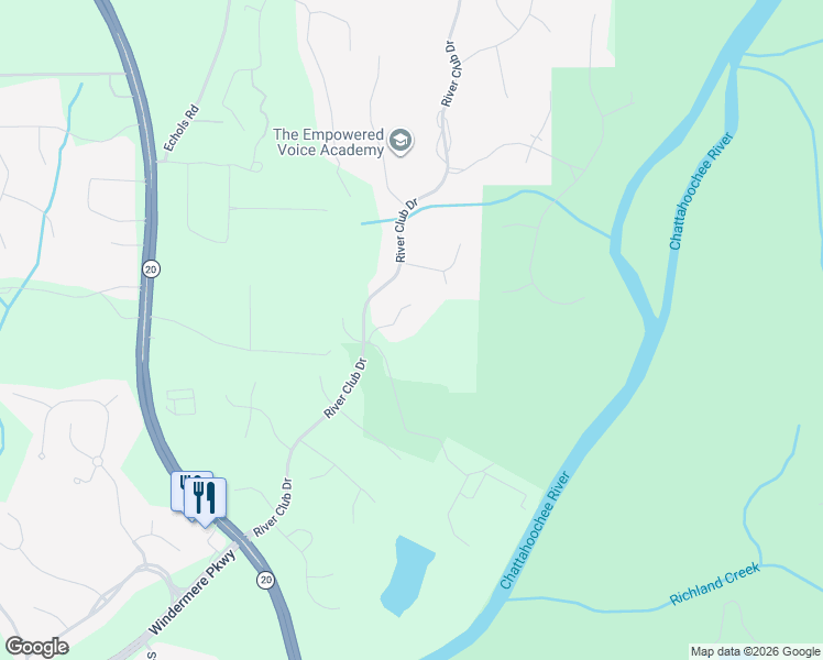 map of restaurants, bars, coffee shops, grocery stores, and more near 3159 Trout Place Road in Cumming