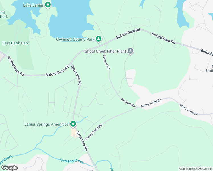 map of restaurants, bars, coffee shops, grocery stores, and more near 1519 Stewart Ridge Drive in Buford