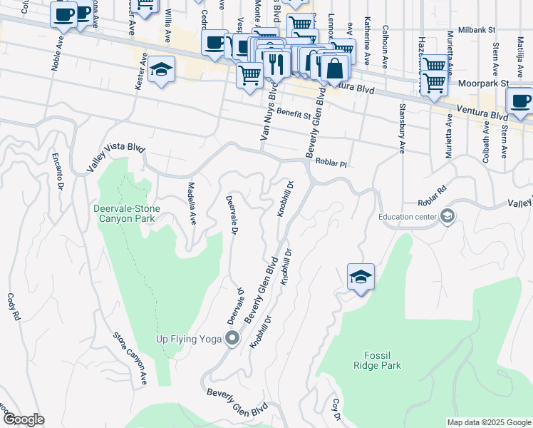 map of restaurants, bars, coffee shops, grocery stores, and more near 4048 Sumac Drive in Los Angeles