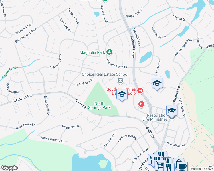 map of restaurants, bars, coffee shops, grocery stores, and more near 305 Curvewood Road in Columbia