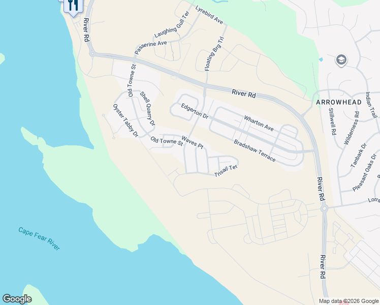 map of restaurants, bars, coffee shops, grocery stores, and more near 4825 Waves Point in Wilmington