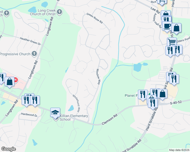 map of restaurants, bars, coffee shops, grocery stores, and more near 4 Beckton Court in Columbia