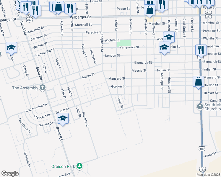 map of restaurants, bars, coffee shops, grocery stores, and more near 3027 Mansard Street in Vernon