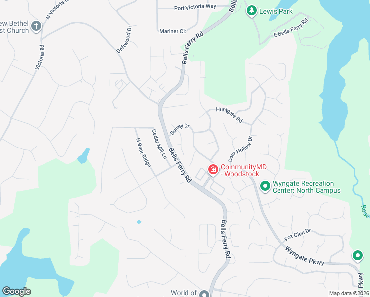 map of restaurants, bars, coffee shops, grocery stores, and more near 7219 Meadow Gate Way in Woodstock
