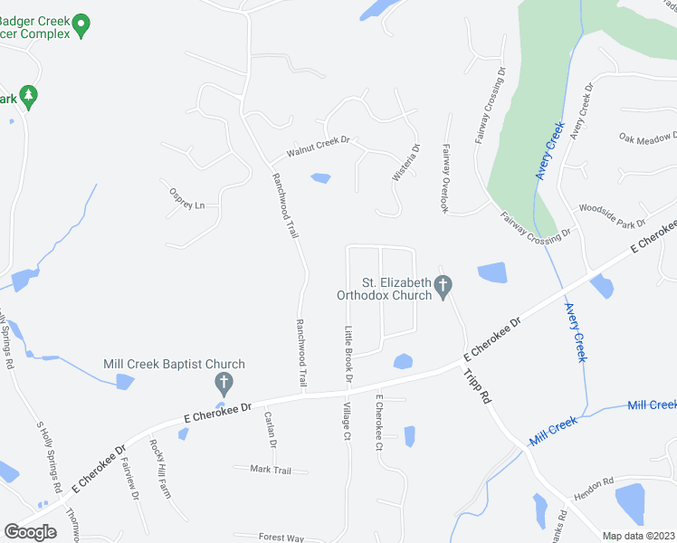 map of restaurants, bars, coffee shops, grocery stores, and more near 133 Little Brook Drive in Woodstock