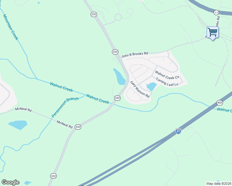 map of restaurants, bars, coffee shops, grocery stores, and more near Highway 332 in Pendergrass