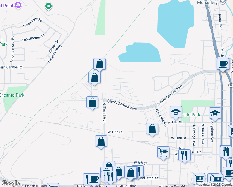 map of restaurants, bars, coffee shops, grocery stores, and more near 978 West Calle Del Sol in Azusa