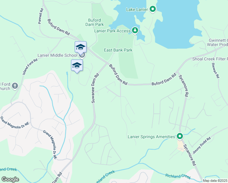 map of restaurants, bars, coffee shops, grocery stores, and more near 1156 Whisper Cove Drive in Buford