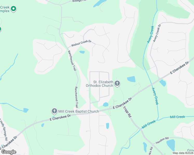 map of restaurants, bars, coffee shops, grocery stores, and more near 227 Little Brook Lane in Woodstock