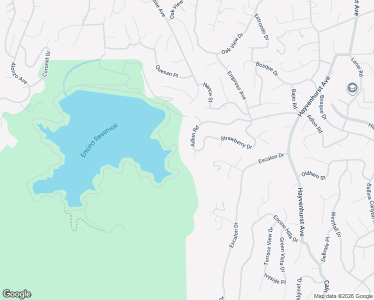 map of restaurants, bars, coffee shops, grocery stores, and more near 17177 Adlon Road in Los Angeles