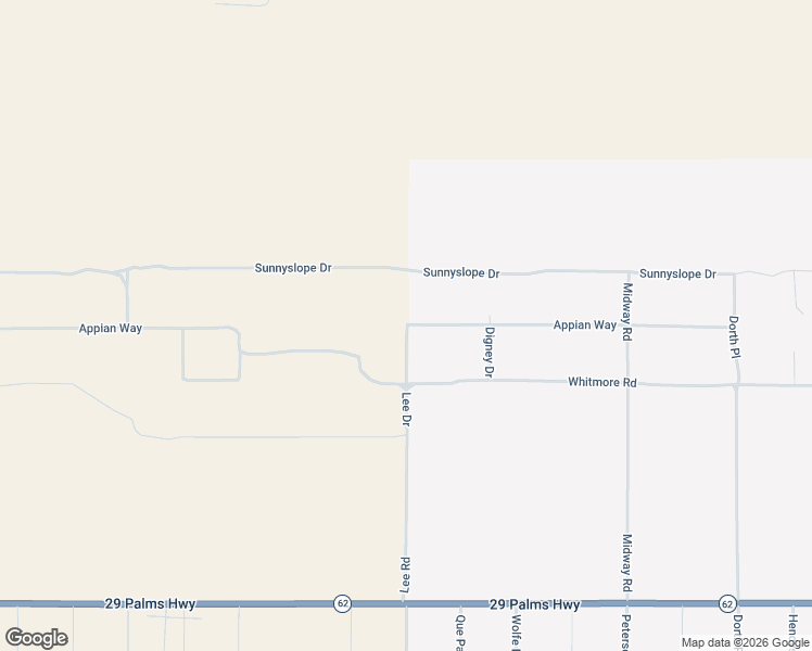 map of restaurants, bars, coffee shops, grocery stores, and more near Appian Way in Joshua Tree