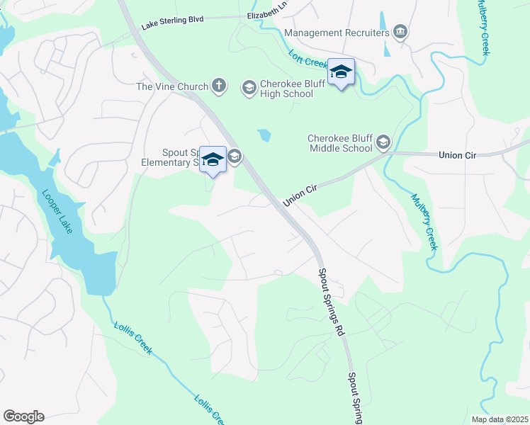 map of restaurants, bars, coffee shops, grocery stores, and more near 6607 Quincy Drive in Flowery Branch