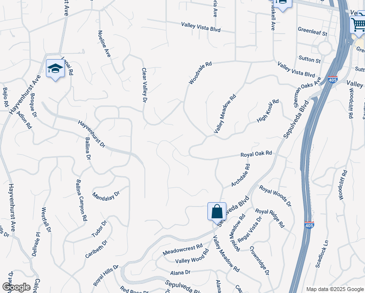 map of restaurants, bars, coffee shops, grocery stores, and more near 4009 Valley Meadow Road in Los Angeles