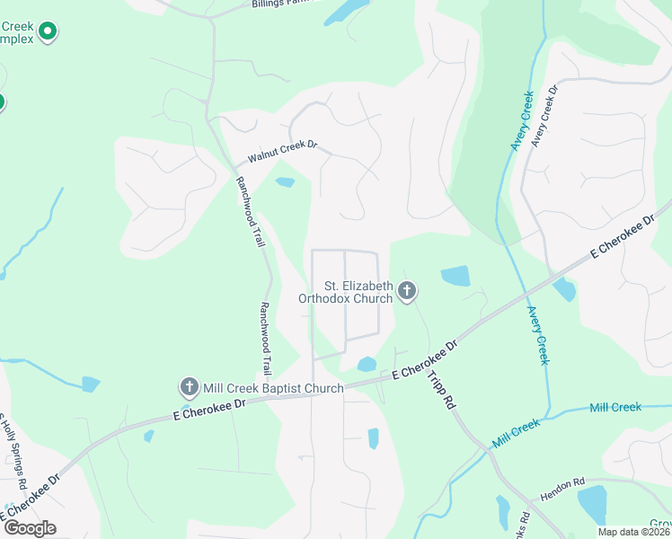 map of restaurants, bars, coffee shops, grocery stores, and more near 227 Little Brook Lane in Woodstock