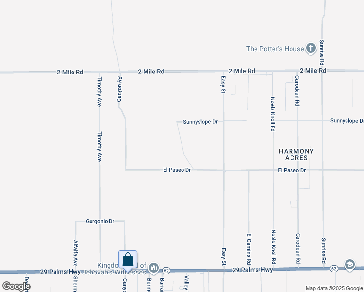 map of restaurants, bars, coffee shops, grocery stores, and more near Meldora Avenue in Twentynine Palms