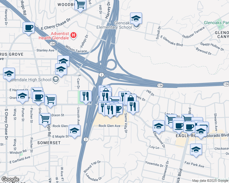 map of restaurants, bars, coffee shops, grocery stores, and more near 5241 Sumner Avenue in Los Angeles