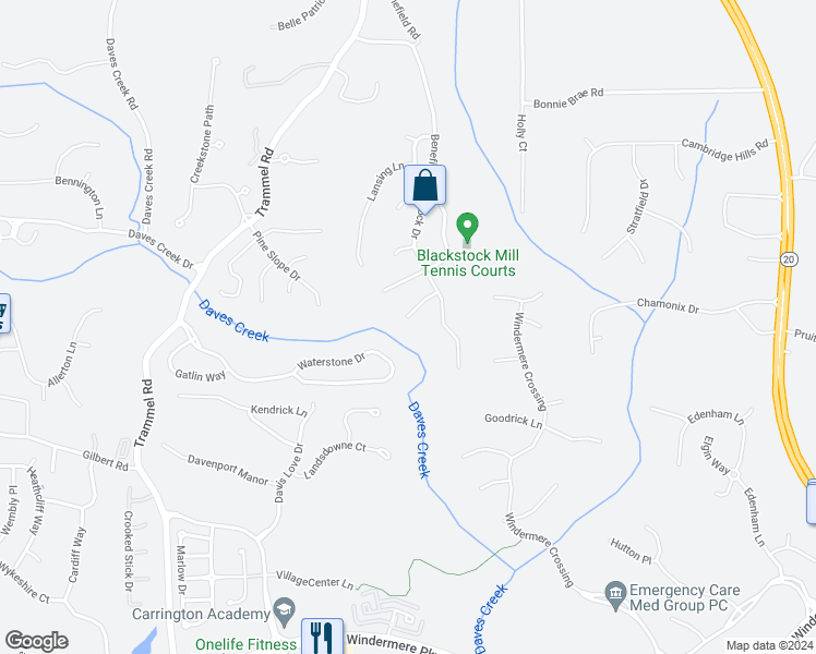 map of restaurants, bars, coffee shops, grocery stores, and more near 2965 Cordury Terrace in Cumming
