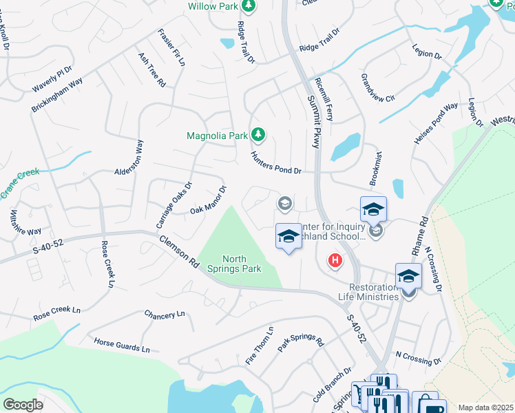 map of restaurants, bars, coffee shops, grocery stores, and more near 11 Gatewood Way in Columbia